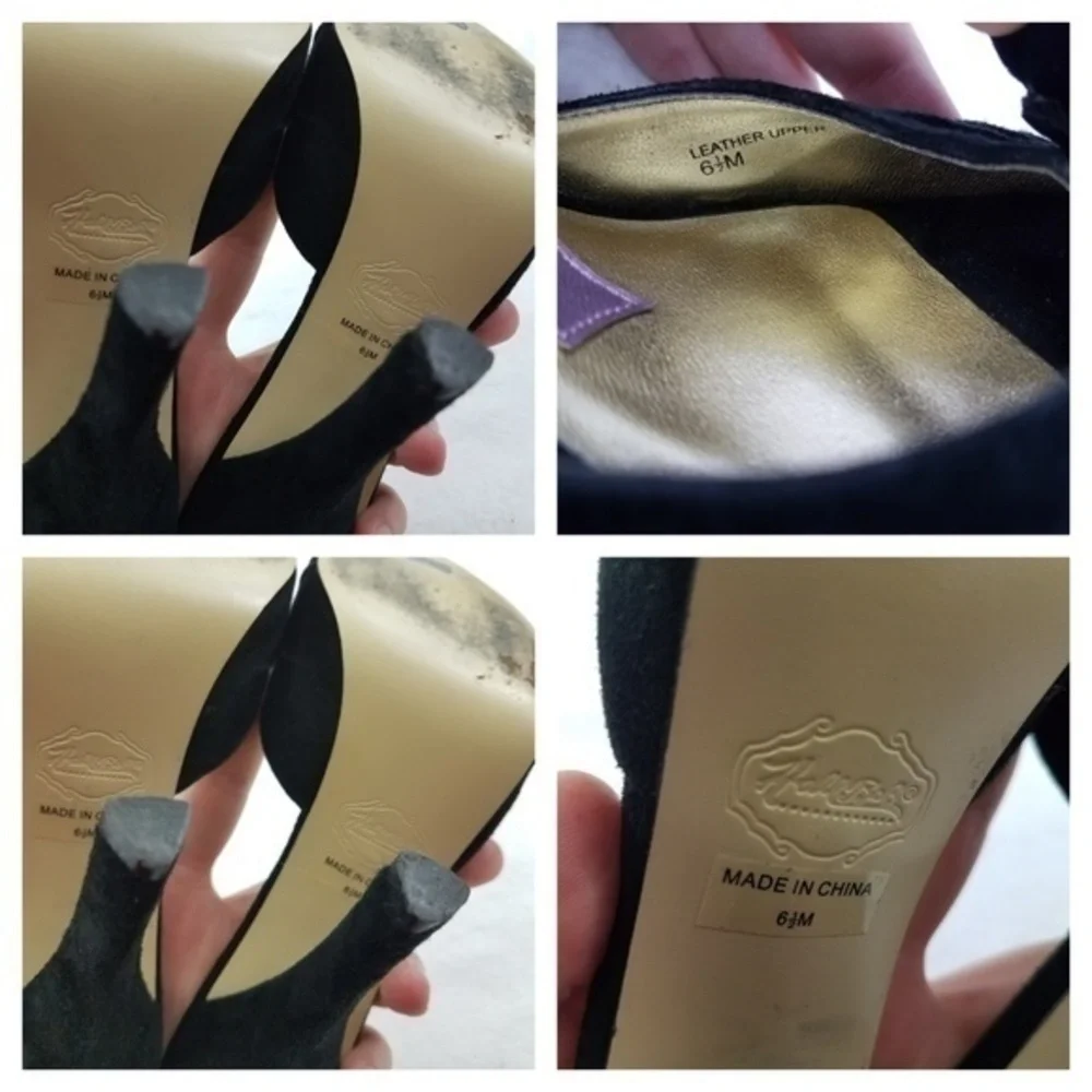 Hale Bob Size 6.5 Suede Heel‎ Shoes Womens Black Fl